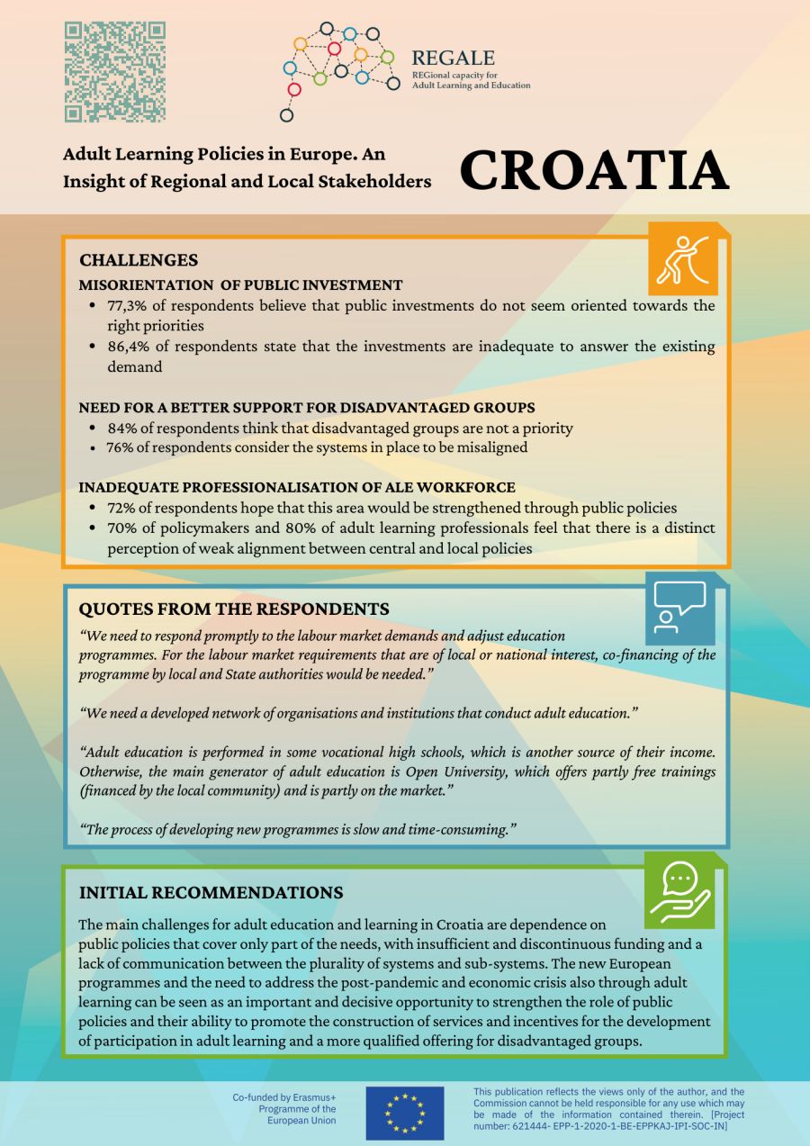 REGALE projekt: Uvid u regionalne i lokalne dionike te mogućnosti obrazovanja odraslih