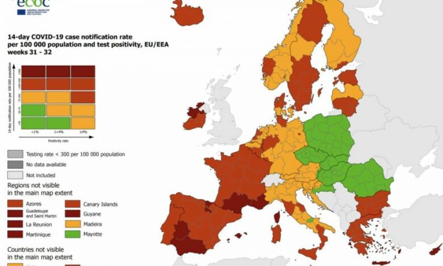 Na koronakarti ECDC-a regija sjever u &bdquo;narančastom&ldquo;, a Varaždinska županija je ostala &bdquo;zelena&ldquo;
