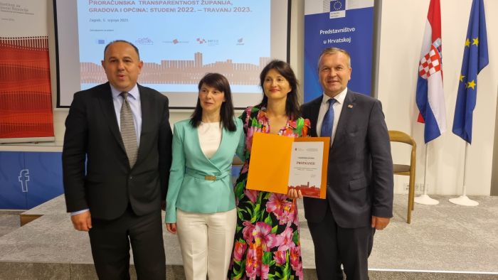 Varaždinskoj županiji nova "petica" za proračunsku transparentnost i priznanje Instituta za javne financije